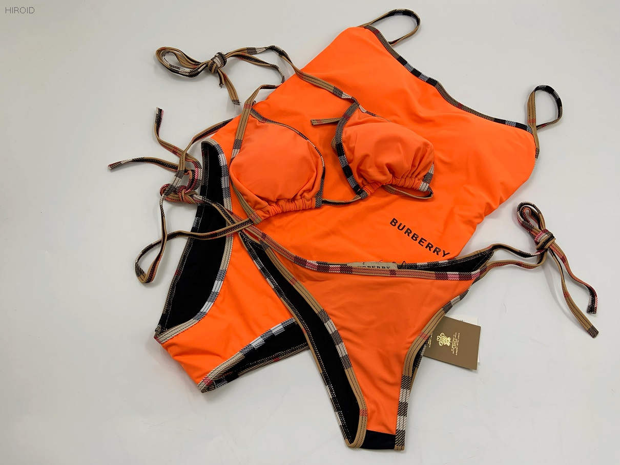 BBR16 Orange One-piece Swimsuit Solid Color Stitching Bikini Women Swimwear Sexy Bikini Bather Beach 