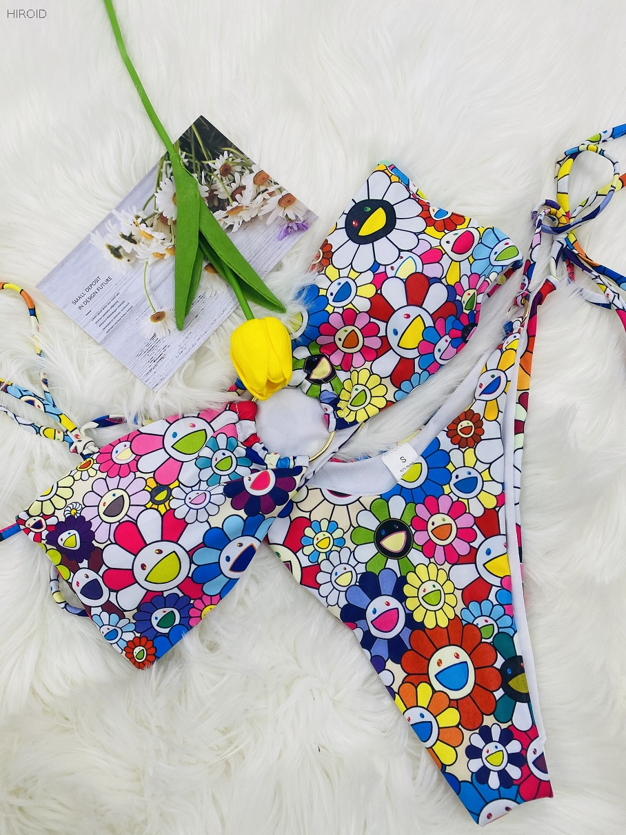 Smiley Face Print Bikini Two-piece Women's Bathing suit