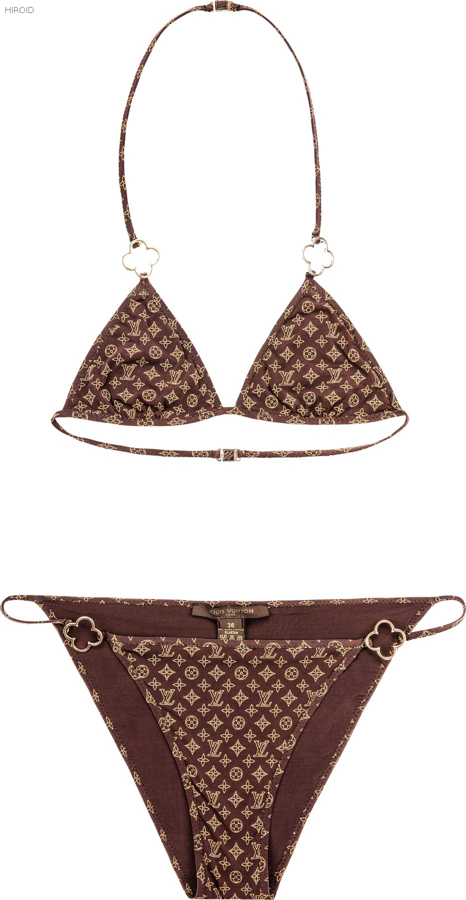 BLV200 L V classic monogram logo print bikini brown swimsuit 