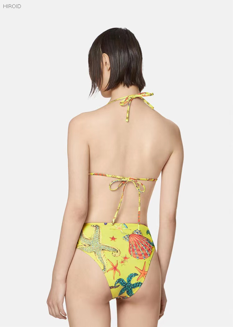 VSC22 Split Yellow Starfish Print Sexy Bikini Two Piece Bathing suit