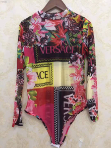 VSCW01 Women Long Sleeve Sexy Flower Cover Up Swimsuit