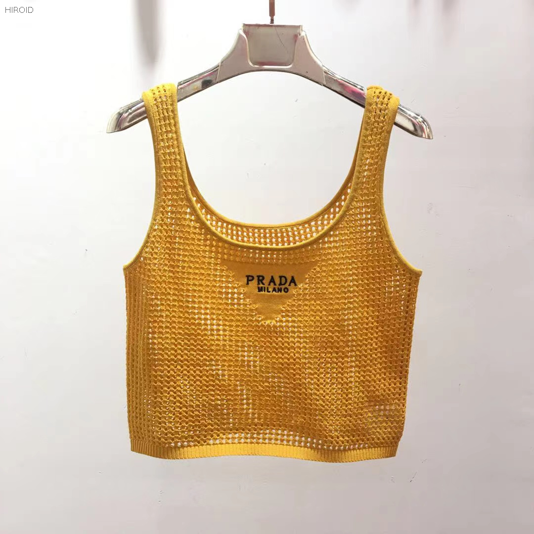PRD03 Openwork cotton crop top knitting top 