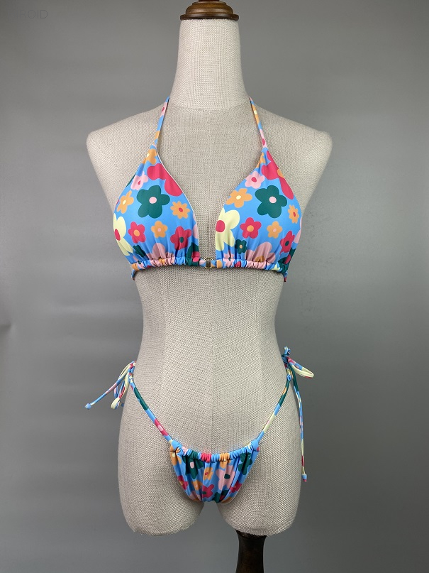 Sexy Flower Split Two Pieces Bikini Frenulum Swimsuit For Female