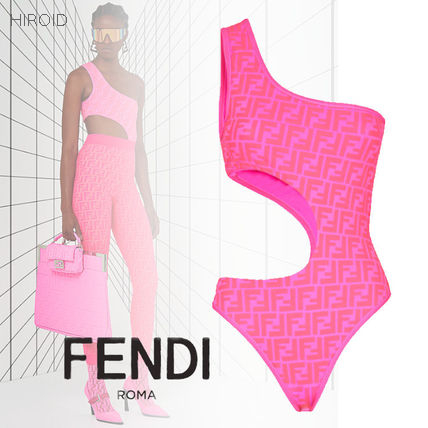 FD21 Rose-red One piece Suit Sloping Shoulders Swimsuit 