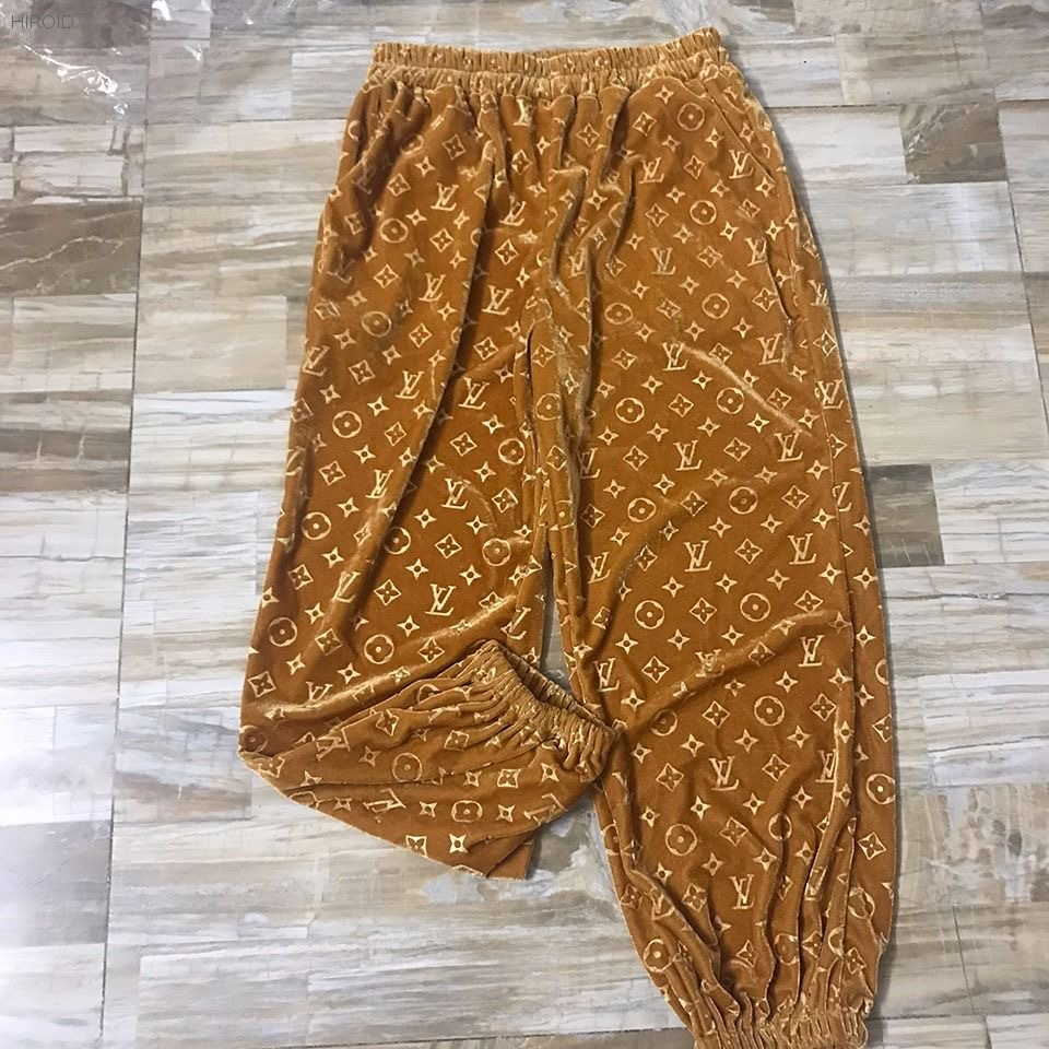 LVT301 Gold Velvet Sports Leisure Suit Fashion Loose Two Piece Suit