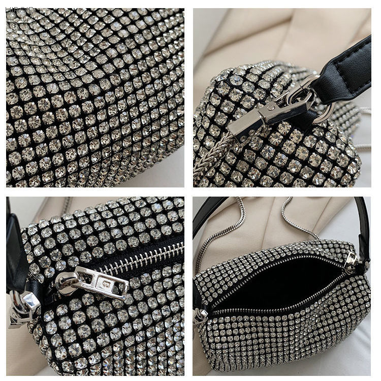 Women Diamond Hobo-bag for 2021 Female Clutch Design Brand Luxury Shoulder Bags Handbag Leather PU Shiny Hobo-bag Messenger Bag