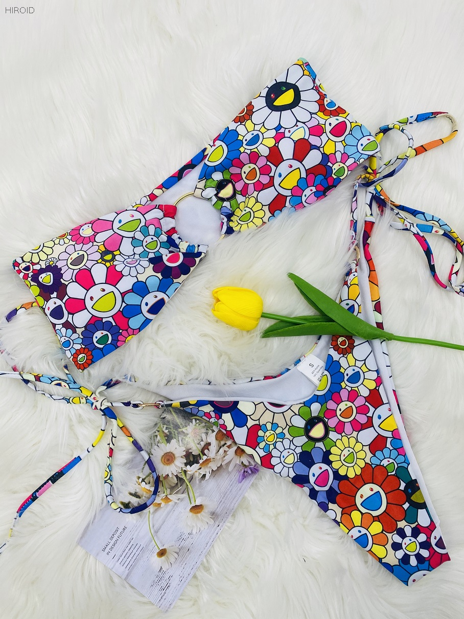 Smiley Face Print Bikini Two-piece Women's Bathing suit