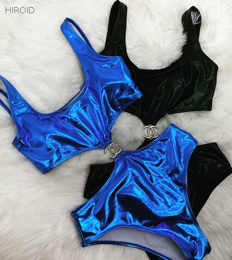 CH22 One Piece Black And Blue Sexy Bikini 
