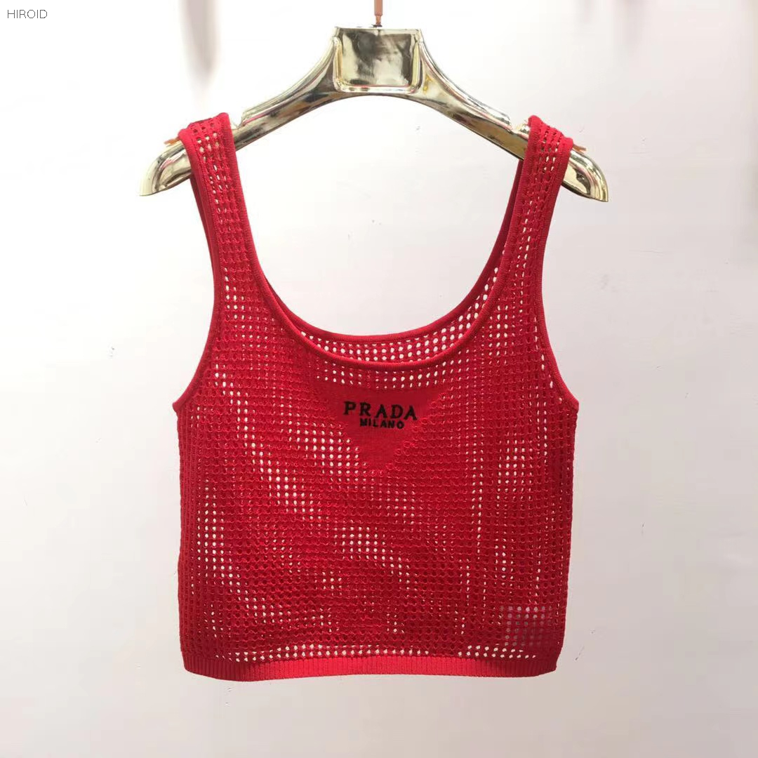 PRD03 Openwork cotton crop top knitting top 