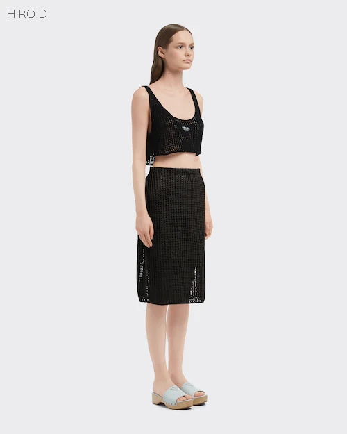 PRD02 Openwork cotton crop top+skirt