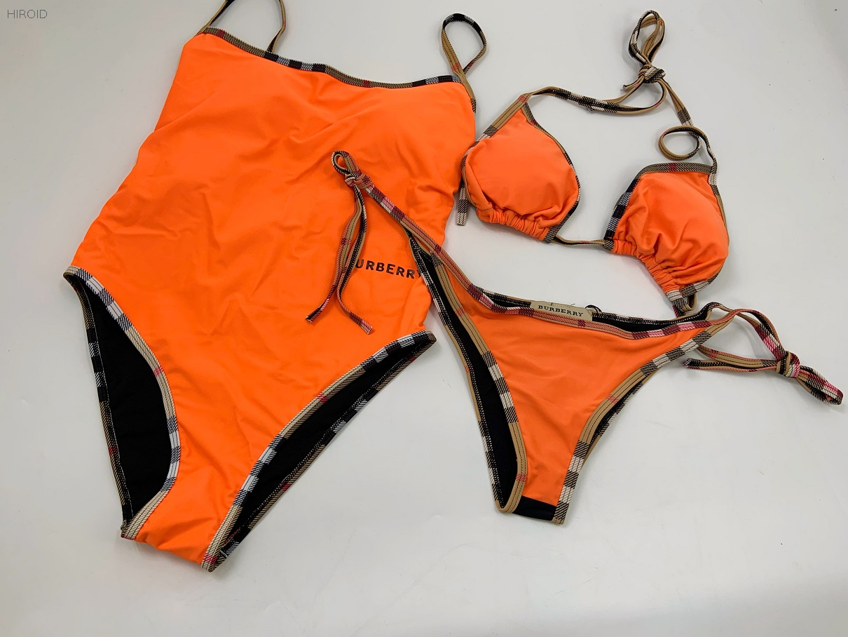 BBR16 Orange One-piece Swimsuit Solid Color Stitching Bikini Women Swimwear Sexy Bikini Bather Beach 