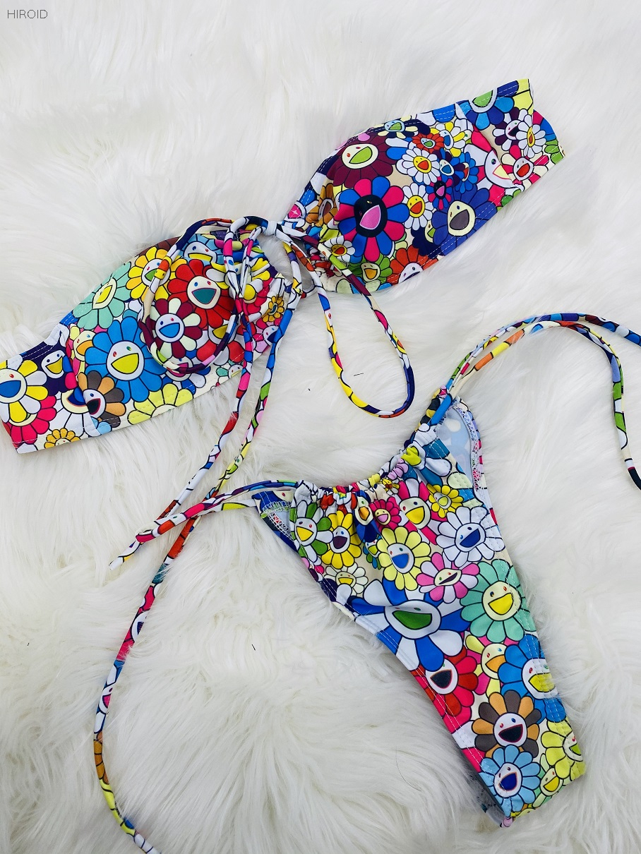 Smiley Face Print Bikini Two-piece Women's Bathing suit
