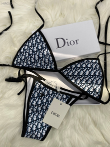 DR28 Blue Split Bikini Sexy Two Piece Triangle Cup