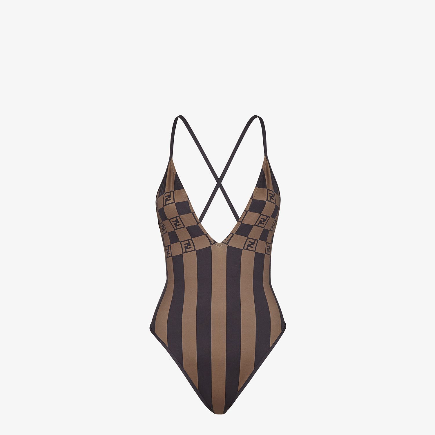 FD27 One piece Plaid and Striped Bathing suit 