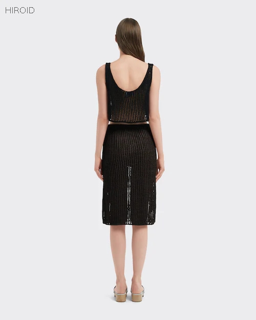 PRD02 Openwork cotton crop top+skirt