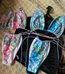 GU25 GG letter flower bikini thong swimwear women swimsuit