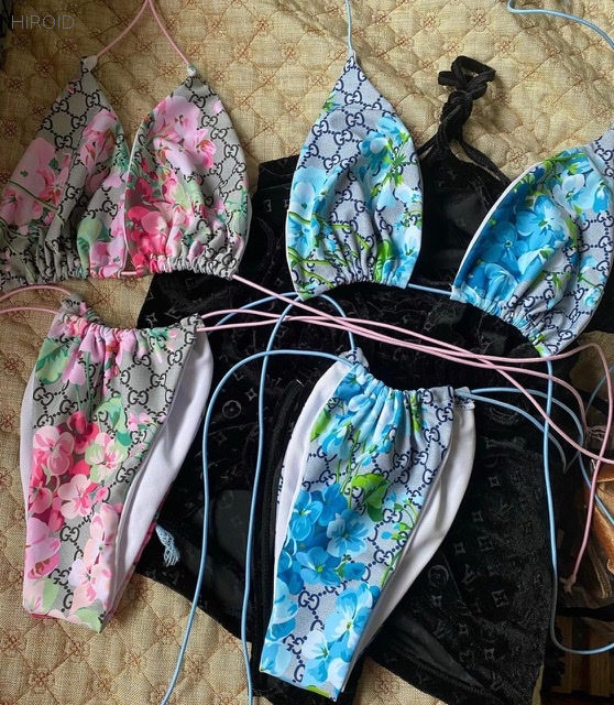 GU25 GG letter flower bikini thong swimwear women swimsuit