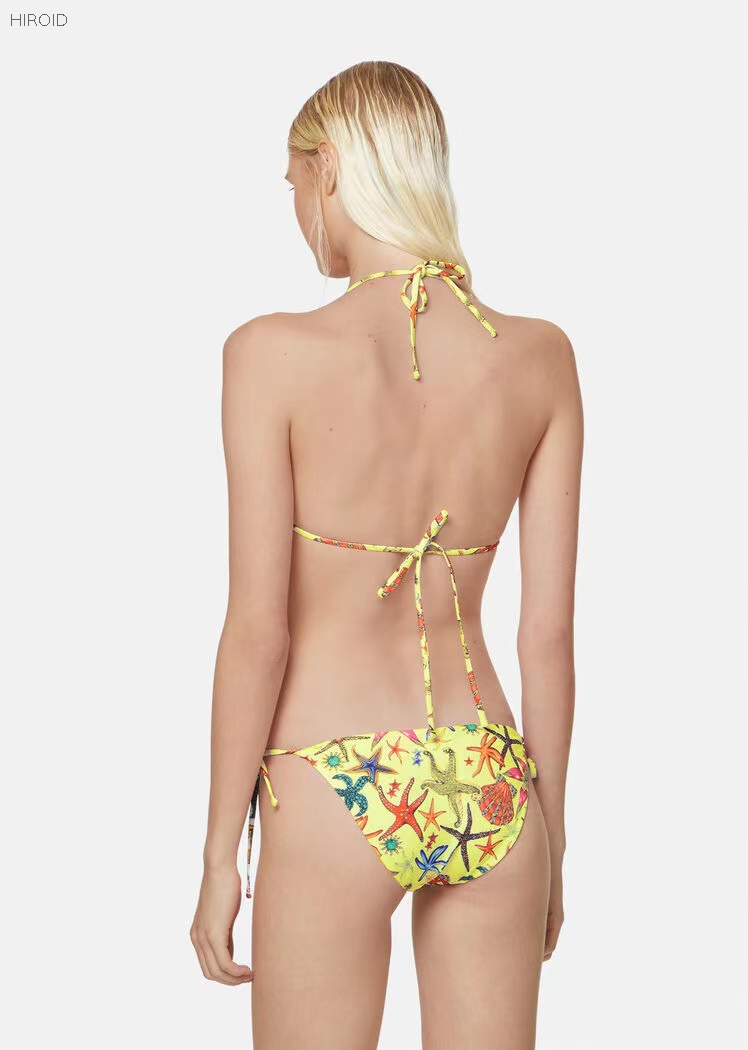 VSC22 Split Yellow Starfish Print Sexy Bikini Two Piece Bathing suit