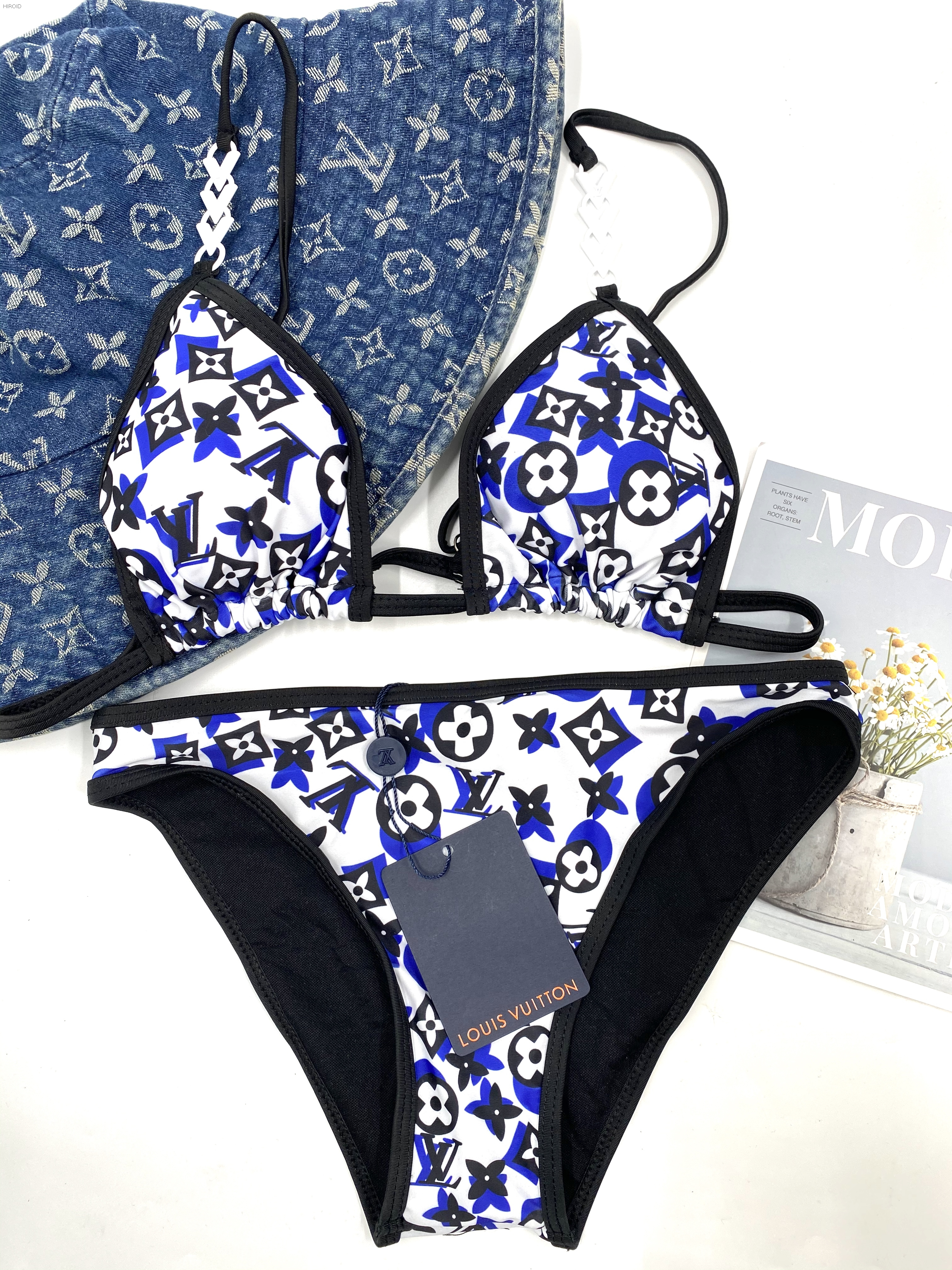 BL26 Blue and White Women Sexy Bikini Set