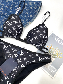 BL25 White and Black Women Sexy Bikini Set