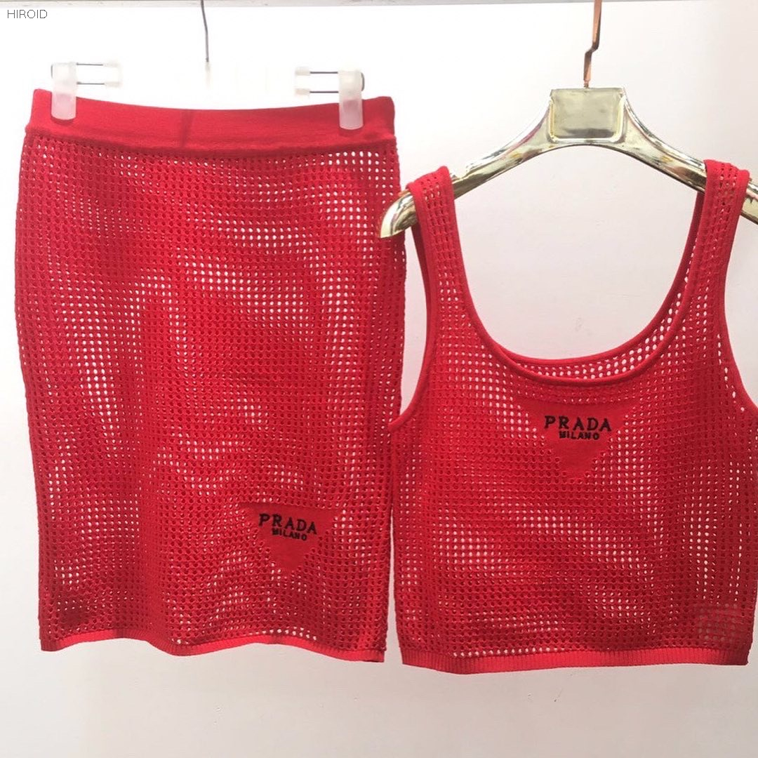 PRD02 Openwork cotton crop top+skirt
