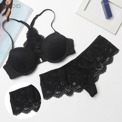 VIC03 Women's Sexy Bra Set With Front Button Lingerie Lace Cover Brassiere