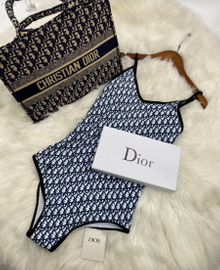 DR29 Blue One Piece Bathing Suit Sexy Backless Beach Swimwear