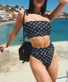 BL11 Women Brown Two Pieces Swimwear