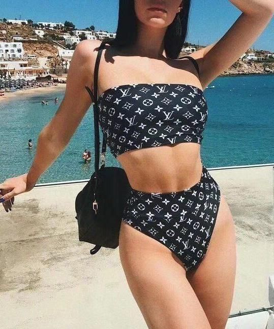 BL11 Women Brown Two Pieces Swimwear