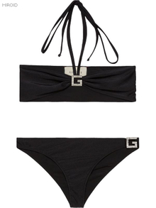 GU21 Two Piece Diamond Encrusted Black Bikini