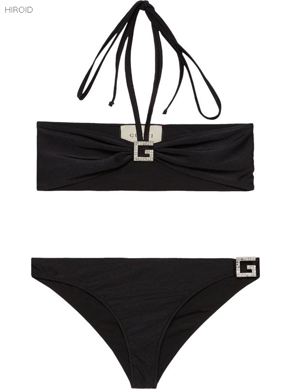 GU21 Two Piece Diamond Encrusted Black Bikini