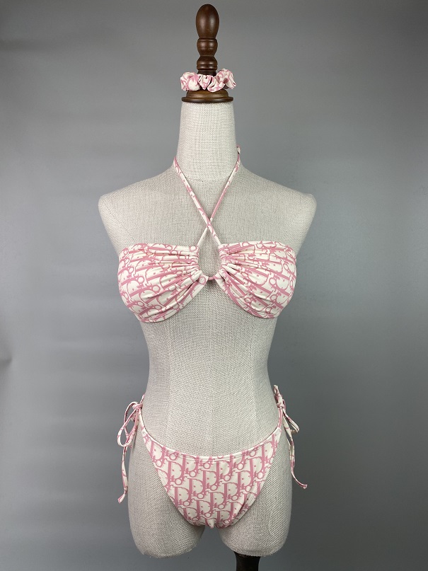 DR32 Sexy Three Pieces Bikini Summer Halter Bra Thong Set Beachwear