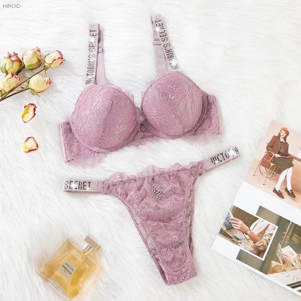 VIC04 Sexy Women's Underwear Suits Diamond Letters Lace Bikini