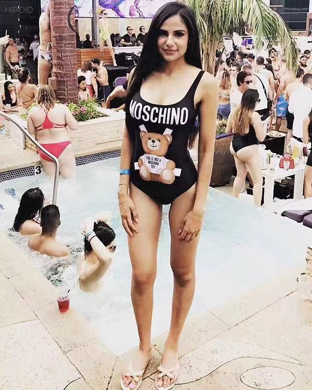 MOS03 Bear Print Women Summer Swimsuit One Piece