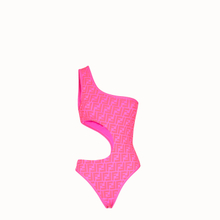 FD21 Rose-red One piece Suit Sloping Shoulders Swimsuit 