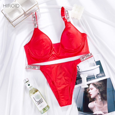 VIC02 Diamond Encrusted Bikini Sexy Two Piece Thin Cup Convergence Bra Set Underwear