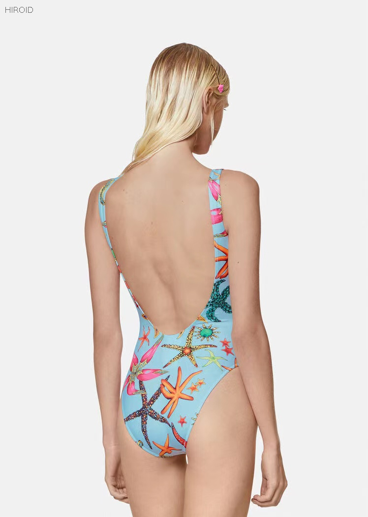 VSC23 One Piece Swimsuit Starfish Print Bikini Sexy Backless Bathing Suit