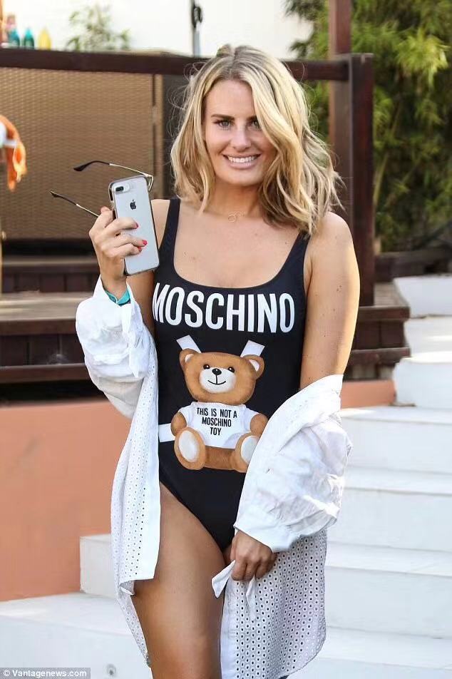 MOS03 Bear Print Women Summer Swimsuit One Piece