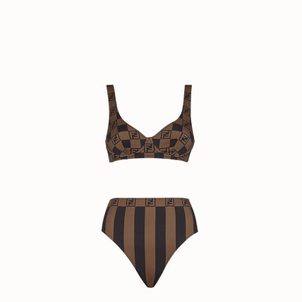 FD28 Women's Swimming Suit Sexy Striped Print Bikini Set 