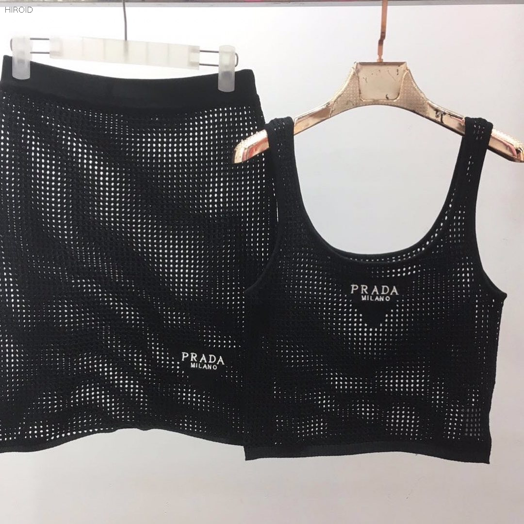 PRD02 Openwork cotton crop top+skirt