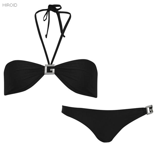 GU21 Two Piece Diamond Encrusted Black Bikini