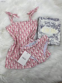 DR102 Pink Dior monogram swimsuit baby bikini baby swimwear