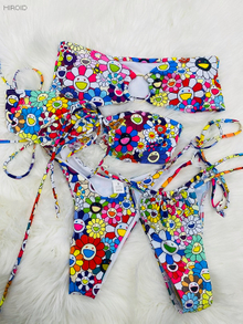 Smiley Face Print Bikini Two-piece Women's Bathing suit