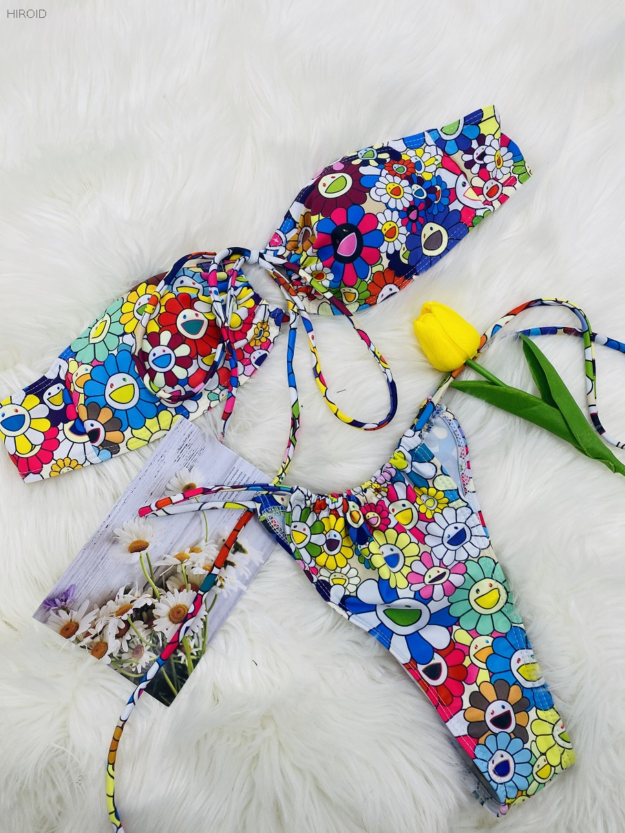 Smiley Face Print Bikini Two-piece Women's Bathing suit