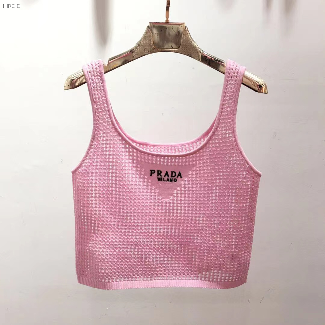 PRD03 Openwork cotton crop top knitting top 